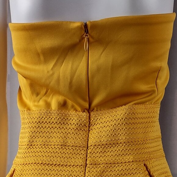 New York & Company Yellow Strapless Stretch Fit & Flare Smocked Waist Dress XXL - Picture 4 of 12